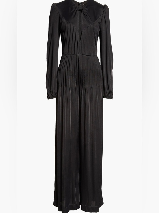 FARM Rio Pants - NWT Farm Rio Black Pleated Long Sleeve Knot Cutout Jumpsuit Size Large